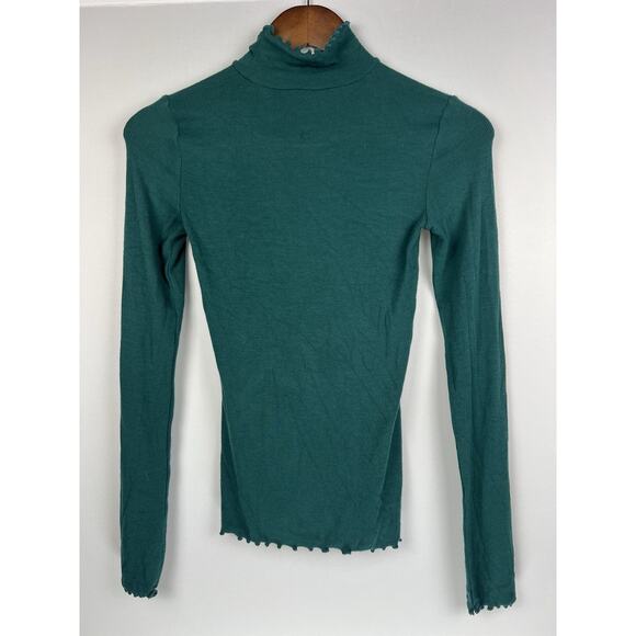 NWT ARITZIA WILFRED Turtleneck Green Fitted Sleeve Soft Sweater Sz XS - Picture 2 of 8